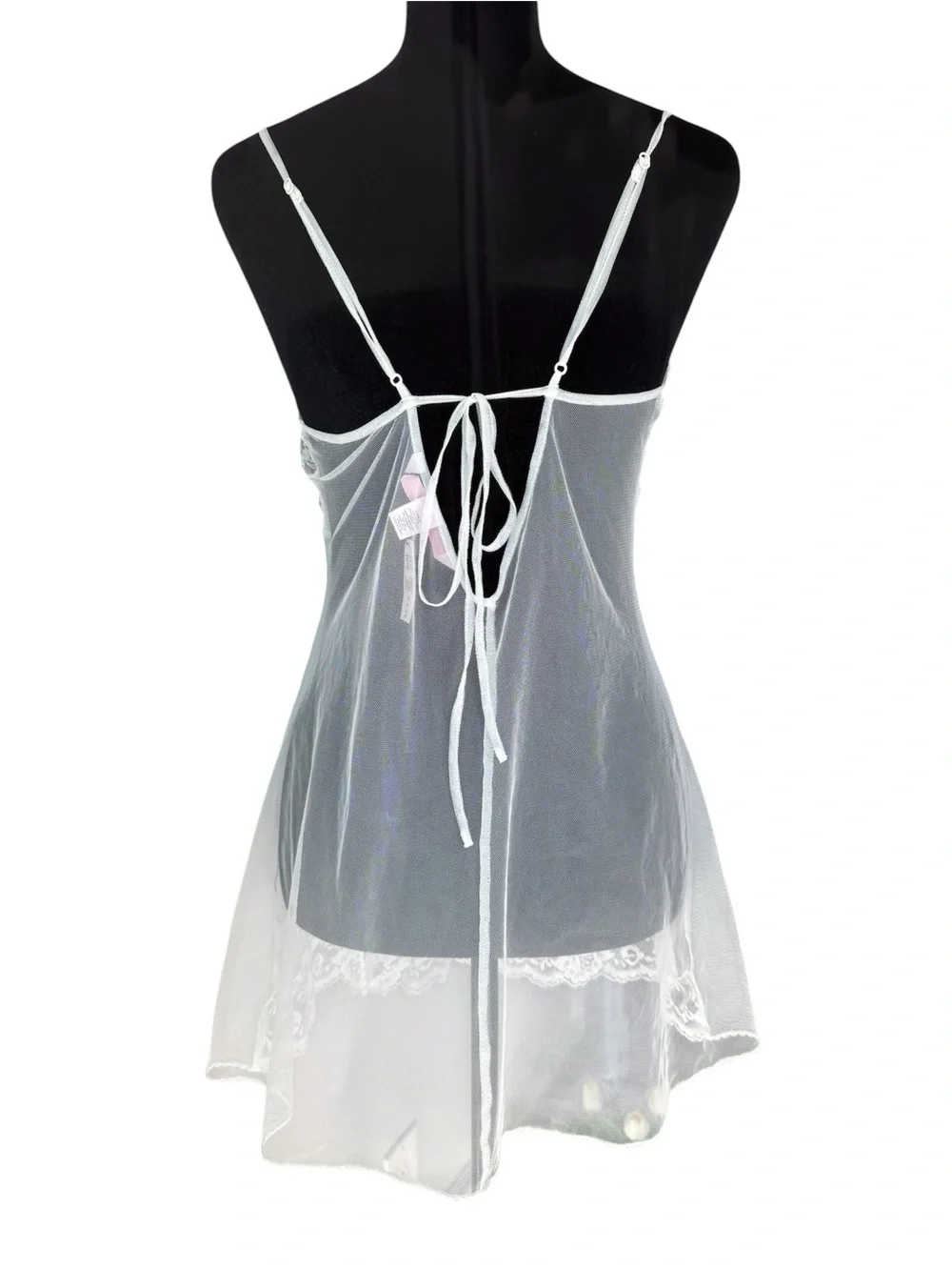 Victoria’s Secret White Lace Trim Chemise Slip Nightgown Size M Lace Lingerie - Picture 2 of 9